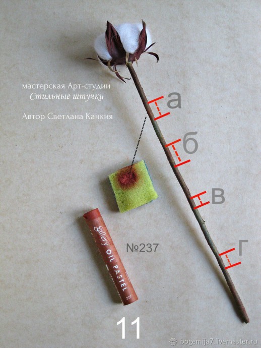 ​Хлопок: создаем имитацию сухого стебля из термоусадочной трубки, часть 2