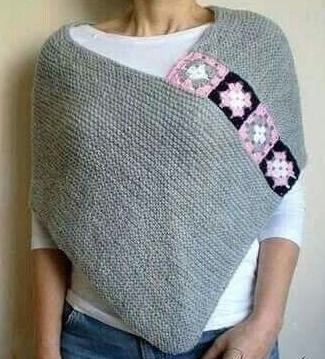 Вязаные накидки-пончо