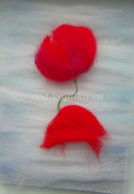 Картина из шерсти "Маки": часть 2