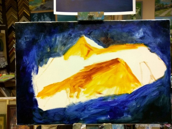 ​Картина маслом на холсте на тему сказочного мира гор и зимних грез: часть 1