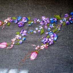 Секционная окраска атласных лент в микроволновой печи