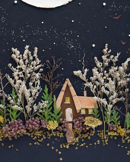 Лесные пейзажи из натуральных материалов