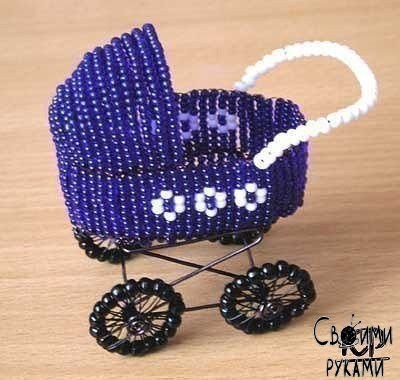 ​Интерьерная колясочка из бисера