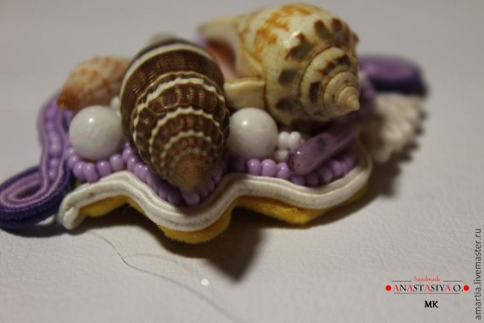 ​Сутажная брошь с ракушками: мастер-класс, часть 3