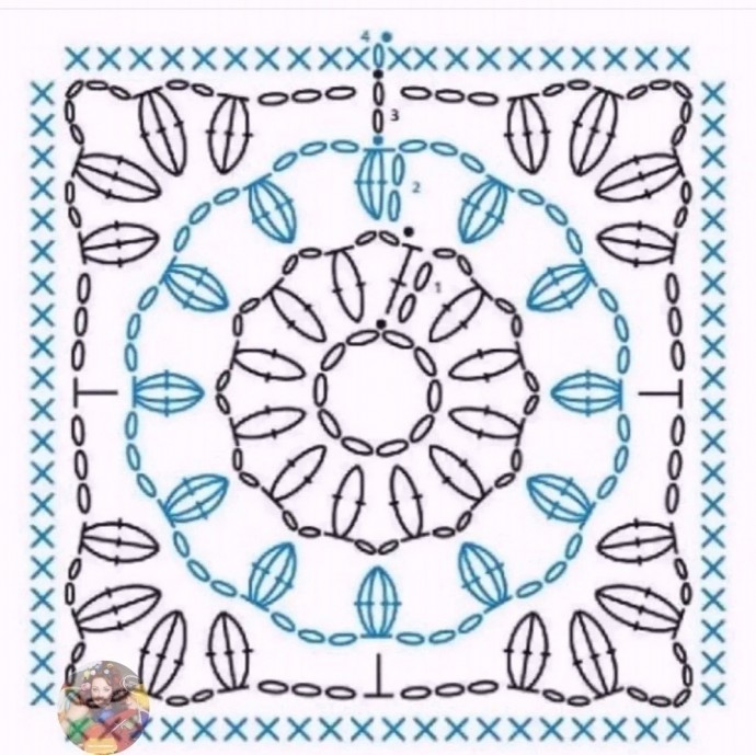 Квадратные мотивы крючком