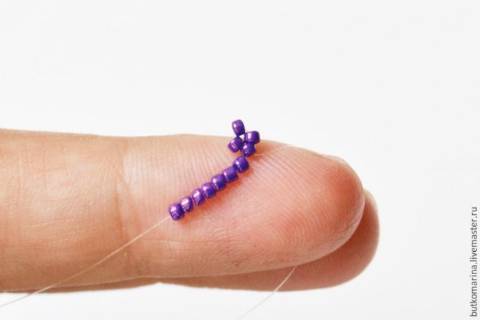 ​Плетем серьги из бисера "Полуночные цветы": часть 1