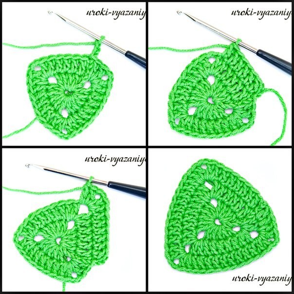 ​Треугольники крючком по кругу, схема вязания: мастер-класс