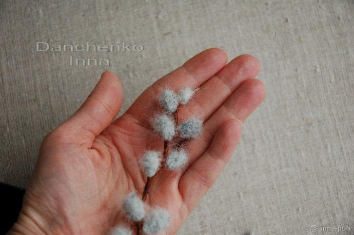 Создаем нежную веточку вербы из шерсти: часть 3 Создаем нежную веточку вербы из шерсти: часть 3