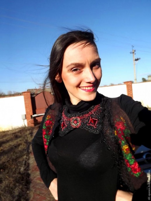 ​Создаем вышитое бисером колье "Воротничок" с элементами кожи: часть 4