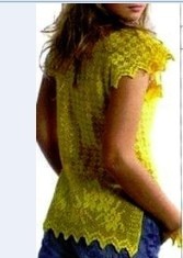 Желтая блузка филейным узором Желтая блузка филейным узором