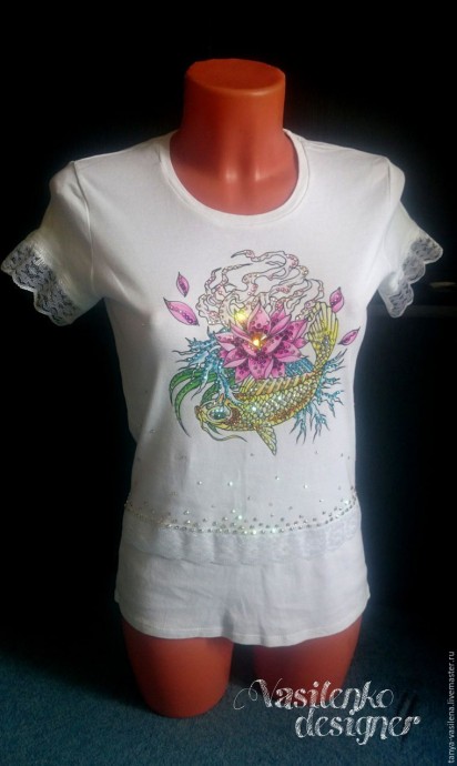 Декорируем футболку "Легкий бриз" стразами Swarovski: часть 3
