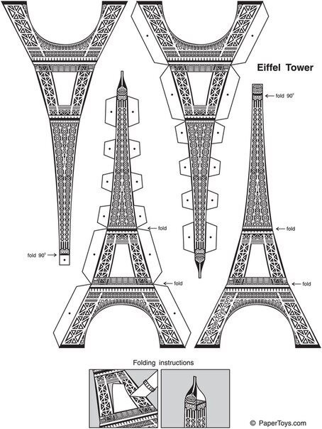 Эйфелева башня из бумаги, украшенная цветами