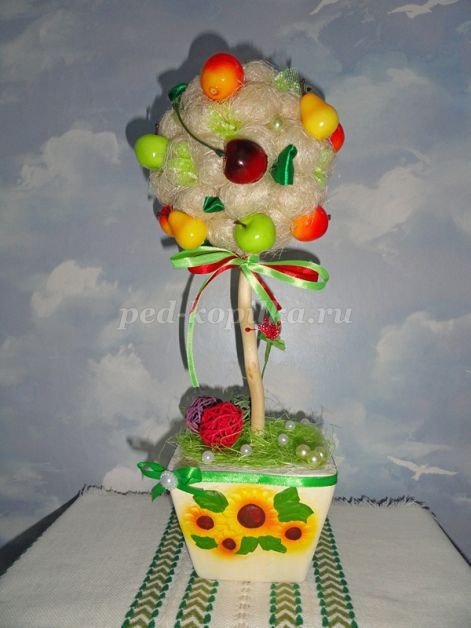 ​Фруктовый топиарий из сизаля: часть 2