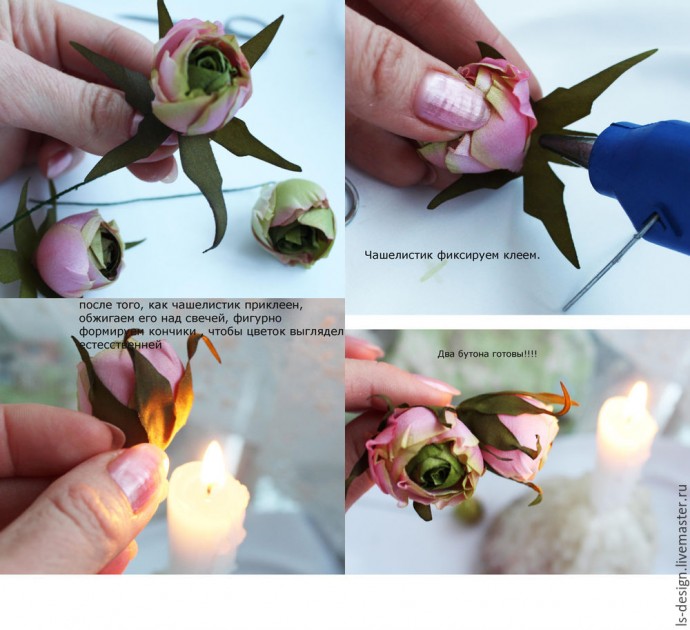 Шелковая бутоньерка роз: часть 3
