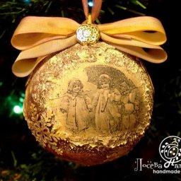 Декорирование винтажного ёлочного шара "Зимняя сказка" в смешанной технике: часть 2