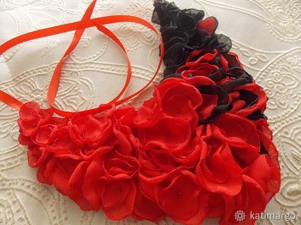 ​Мастерим цветочное колье из шифона