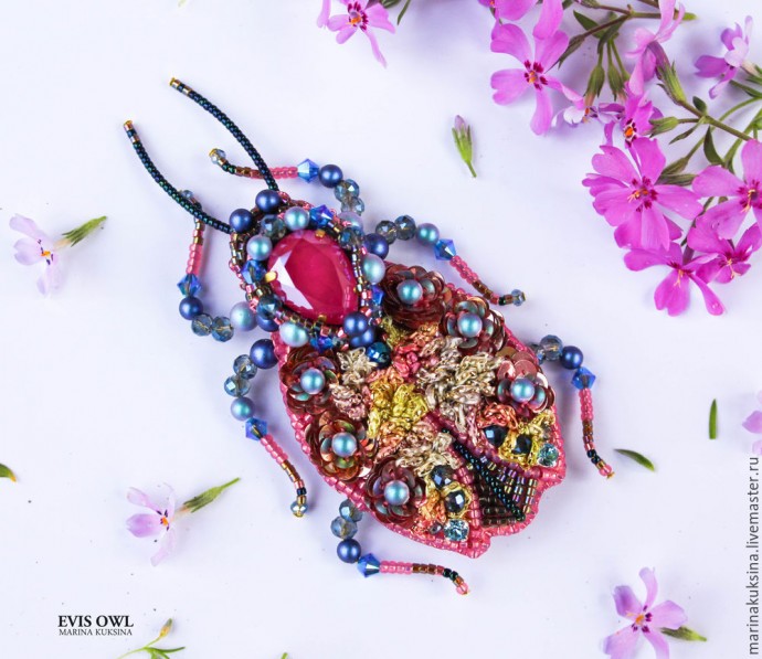 Создаем брошь жучка "Цветочник": часть 7