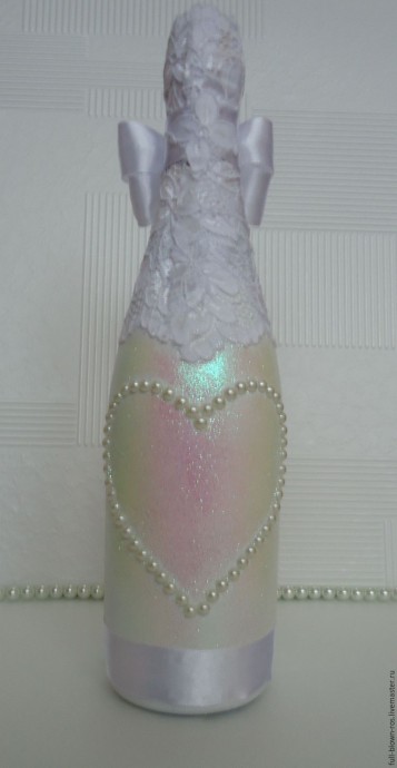 Декорируем свадебную бутылку "Невеста": часть 2