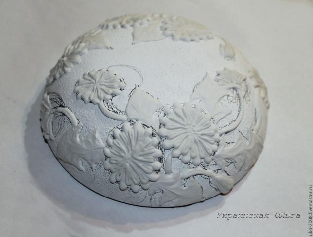 Одуванчики в объемной технике на шкатулке: часть 2