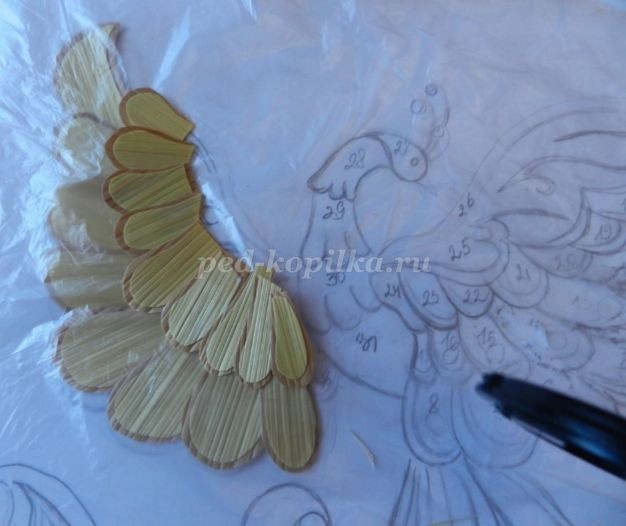 Декоративное панно "Жар-птица" из соломки: часть 2