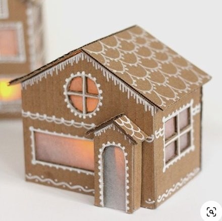Интерьерные пряничные домики из картона: мастер-класс