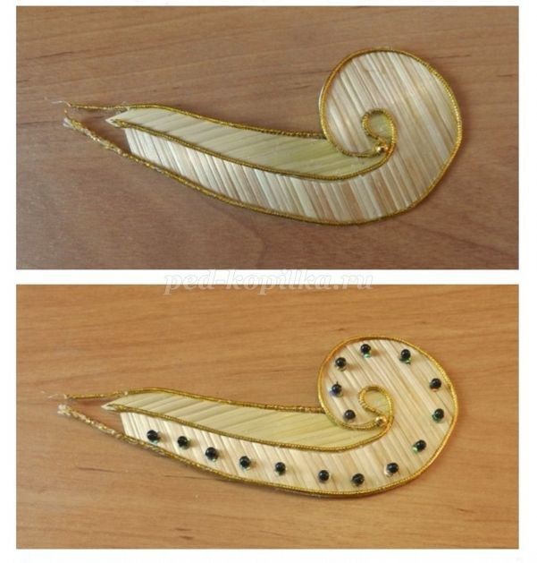 Декоративное панно "Жар-птица" из соломки: часть 5