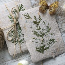 Создаем открытку из макулатуры с ботаникой: часть 2