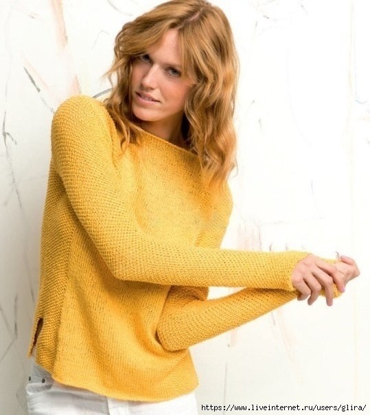 ​Солнечный джемпер спицами