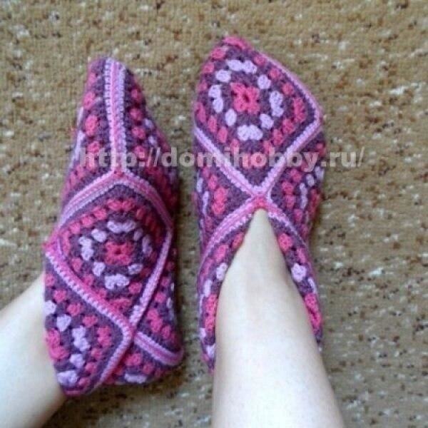 Вязание следков из квадратов