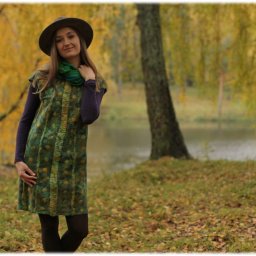 ​Валяние зелёного сарафана из шерсти и шелка: часть 1