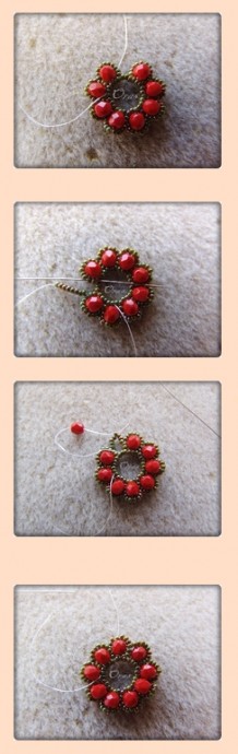 Колье "Барбара" с красными бусинами