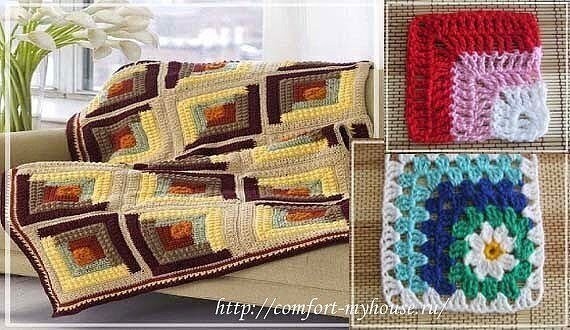 ​Пледы в стиле пэчворк из остатков пряжи