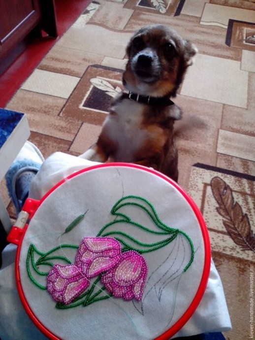 ​Создаем колье "Тюльпаны в саду" в технике вышивки бисером