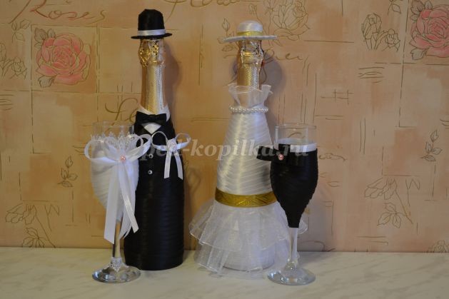 ​Украшение бутылок шампанского на свадьбу: мастер-класс, часть 4