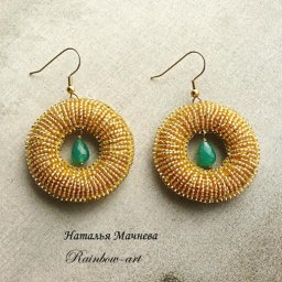 Серьги с вышивкой бисером "Жар-птица": часть 1