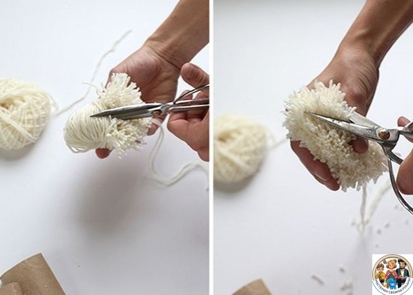 Пушистый мягкий коврик из помпонов