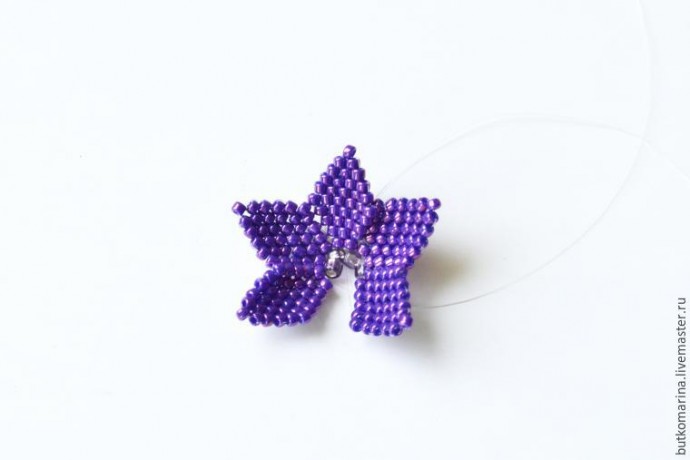 ​Плетем серьги из бисера "Полуночные цветы": часть 3