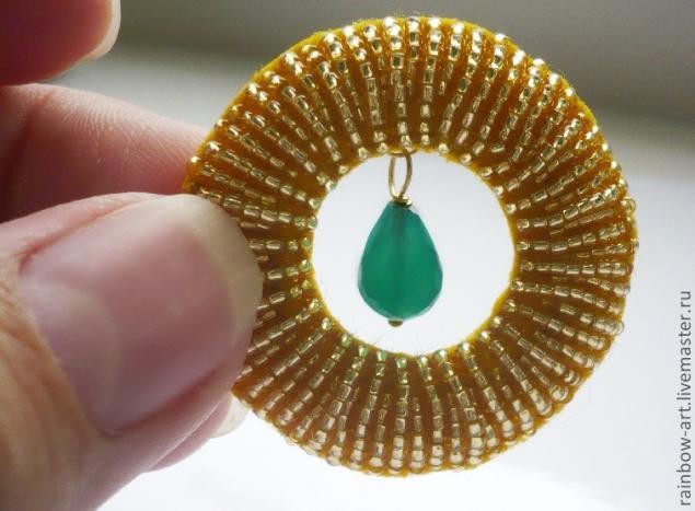 Серьги с вышивкой бисером "Жар-птица": часть 2