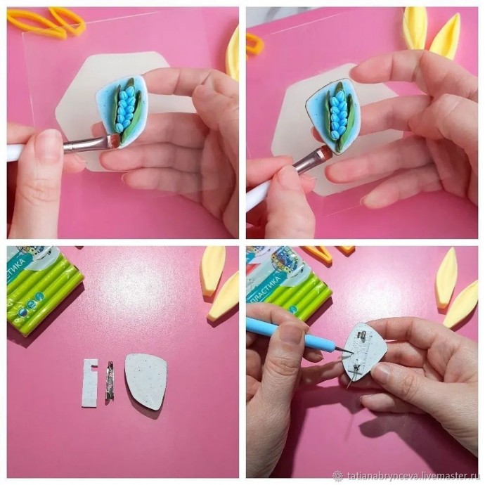 Делаем весеннюю брошь из полимерной глины