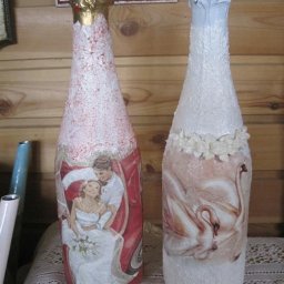 ​Декорирование романтичной бутылки в технике декупаж: часть 3