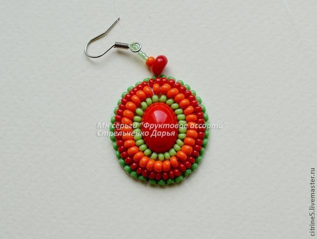 Мастер класс по вышитым серьгам "Фруктовое ассорти": часть 3