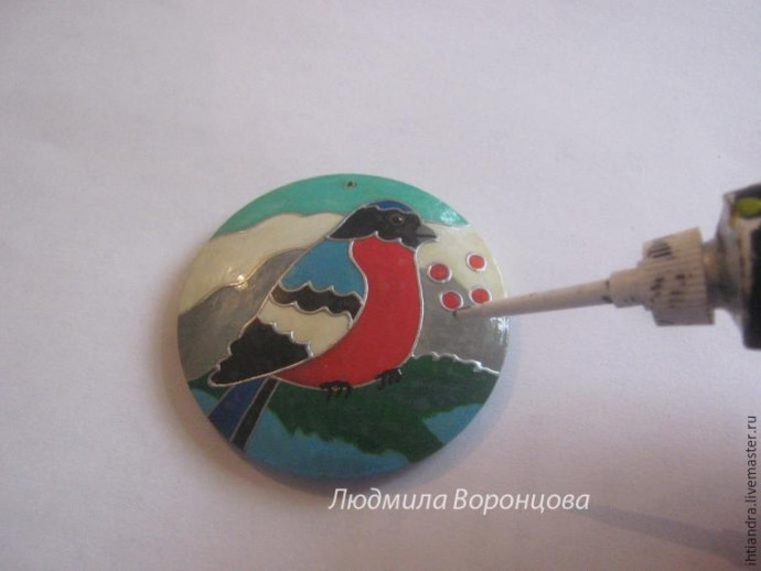 Создание кулона с росписью "Снегирь": часть 1