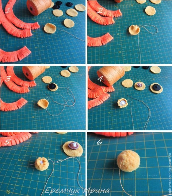 Создаём солнечный букетик календулы из фетра или флиса: часть 1