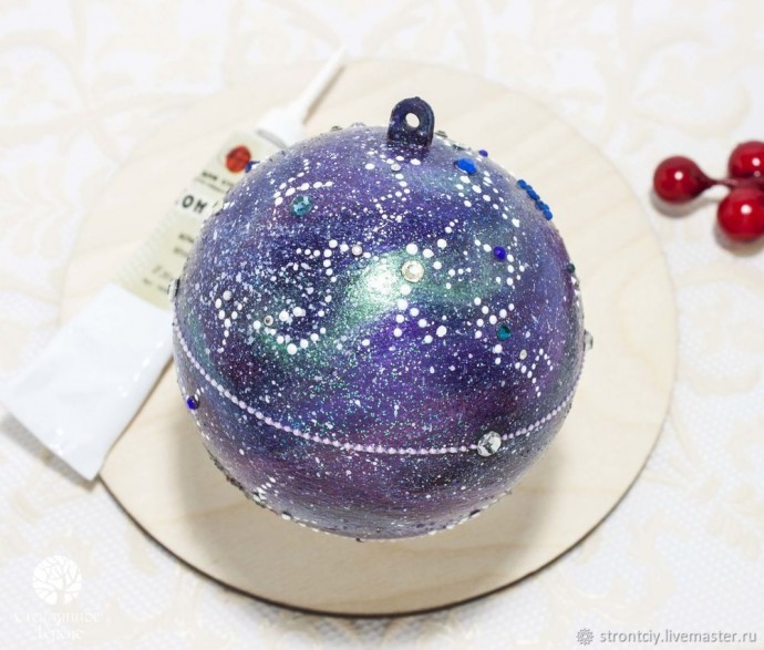 ​Декорируем елочный шар "Созвездие Тельца (Быка)": мастер-класс, часть 3