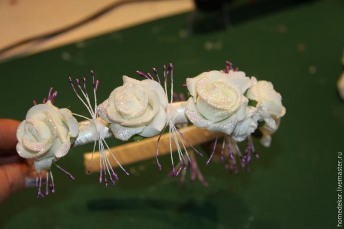 Декорируем ободок для волос "Нежная роза"