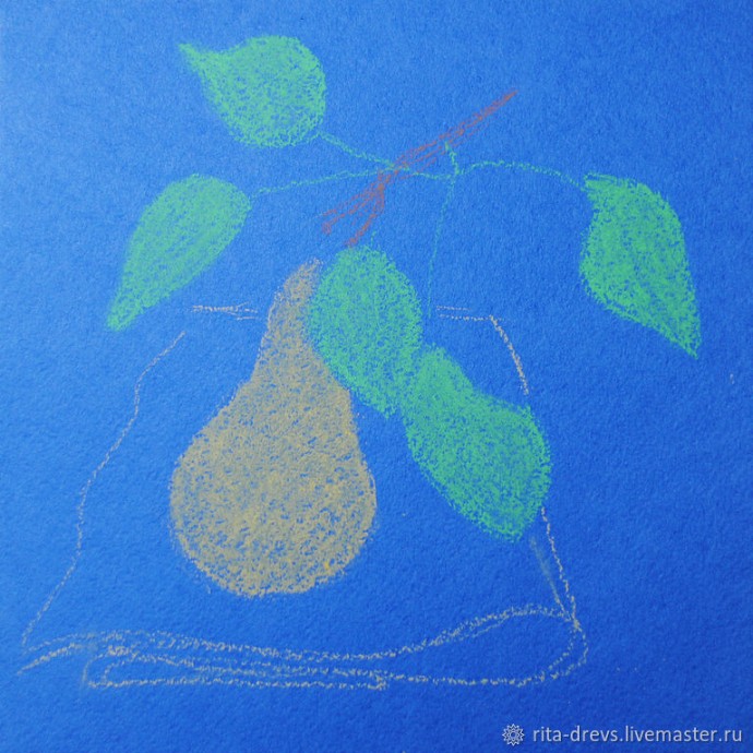 ​Рисование пастелью осенней груши: часть 1