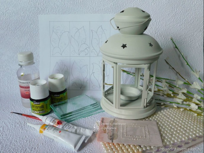 Создаём витражный фонарик с весенними ландышами: часть 1