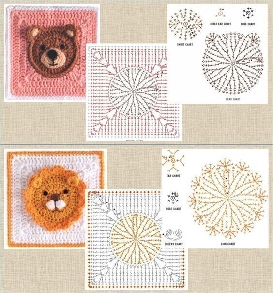 Мишки: схемы для пледа