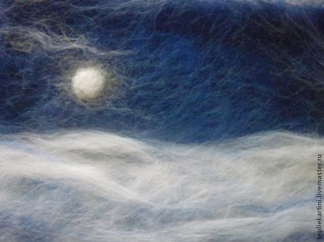 Рисуем шерстью картину "Зимняя ночь": часть 2