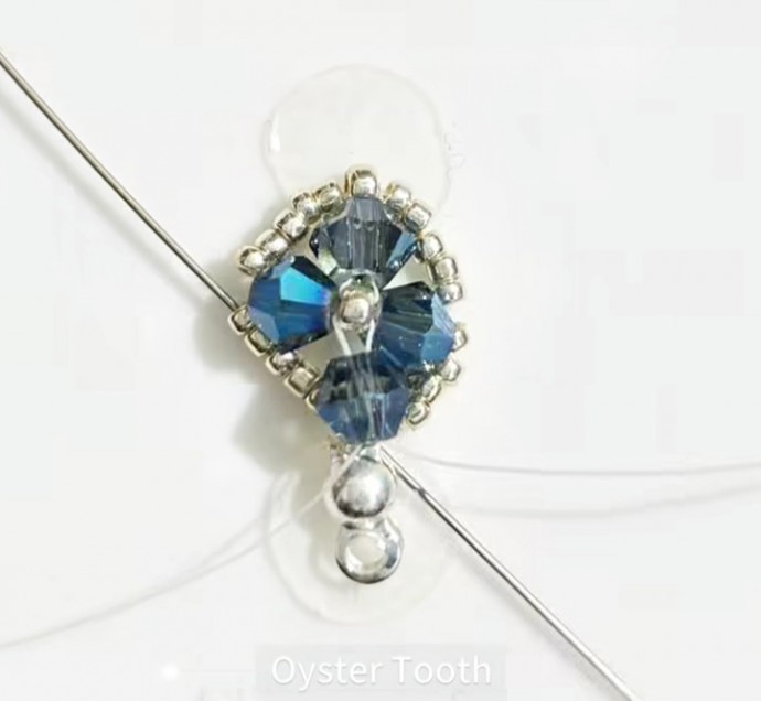 ​Серо-синий браслет из бисера и биконуса